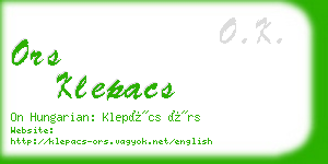 ors klepacs business card